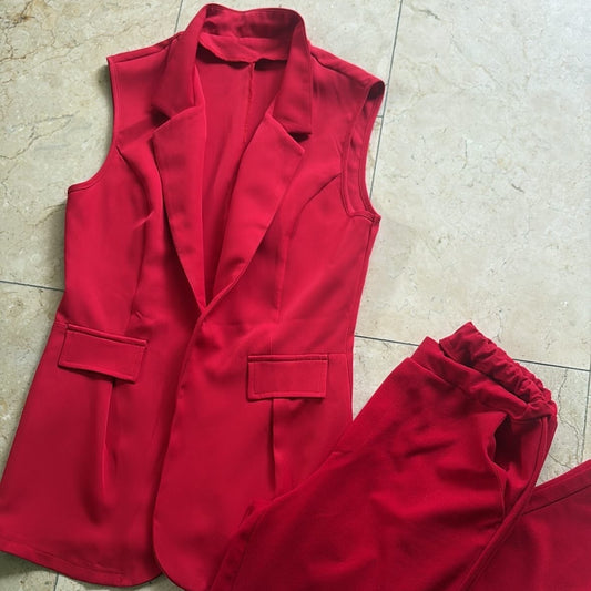 SHEIN Set Rojo Chaqueta + Pantalón