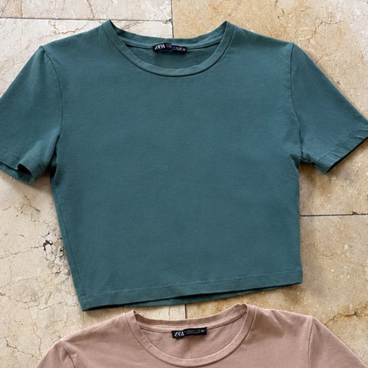 Zara Cropped T-Shirt Verde