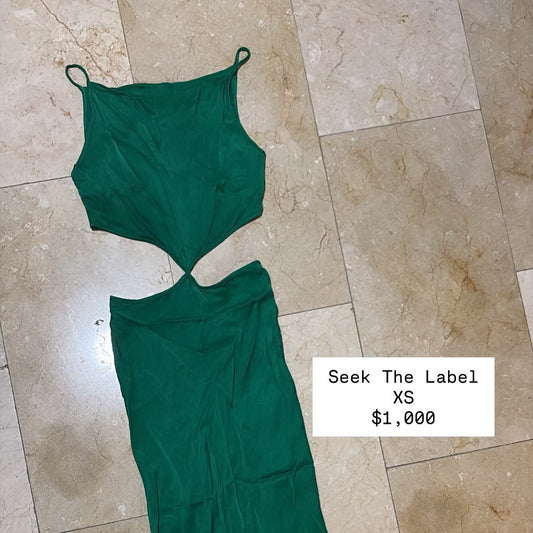 Seek the Label Vestido Satin Verde