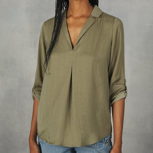 Stradivarius Blusa Verde Oliva