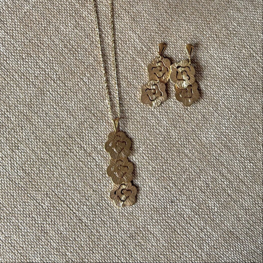 Set Aretes & Collar Floral