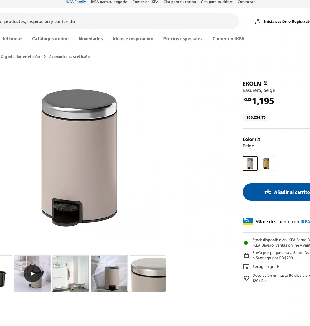 IKEA EKOLN Zafacón de Baño NUEVO