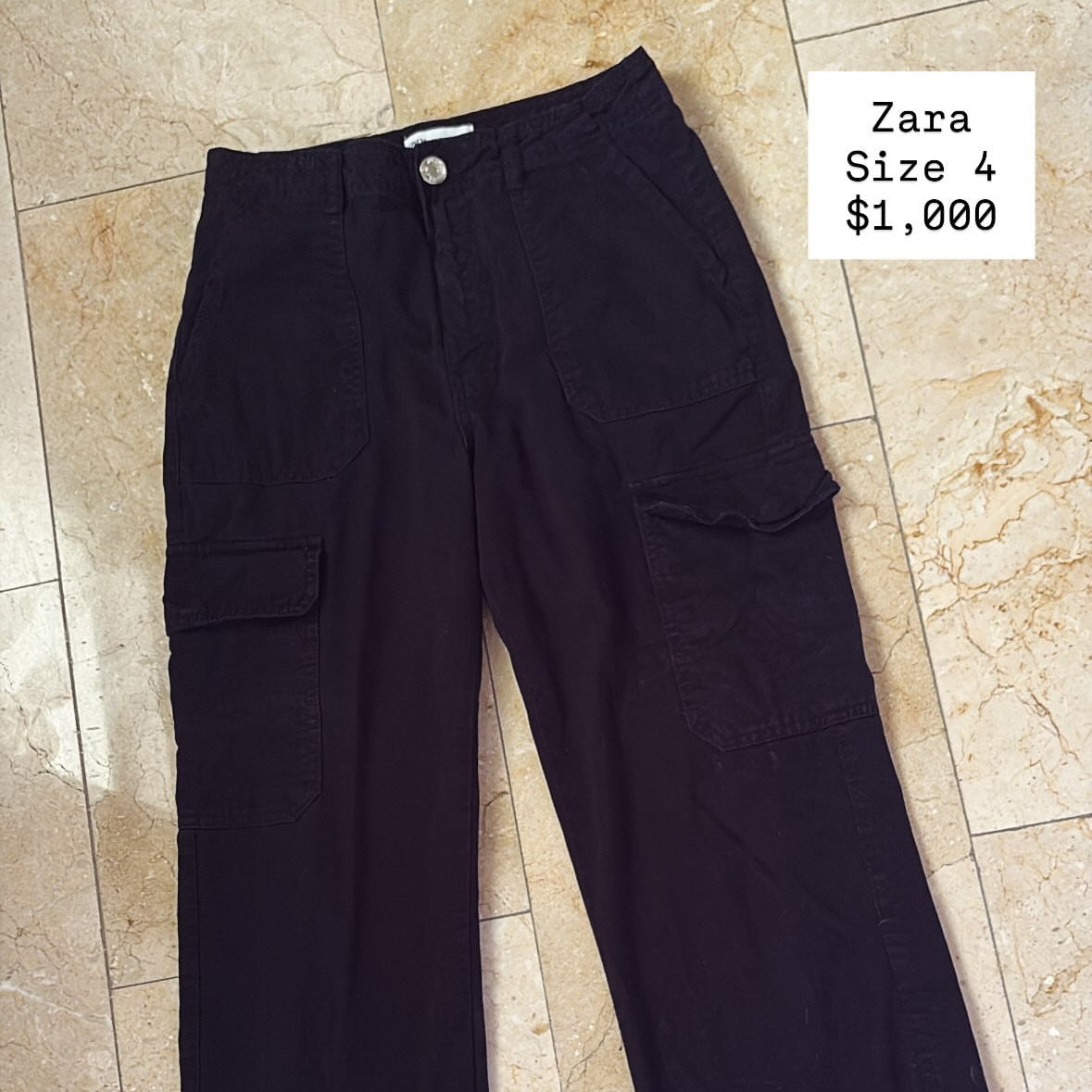 Zara Pantalones Cargo Negros