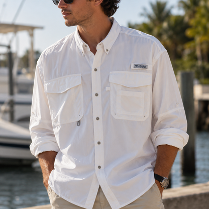 Columbia Camisa PFG Technical Blanco Hombre (XL)