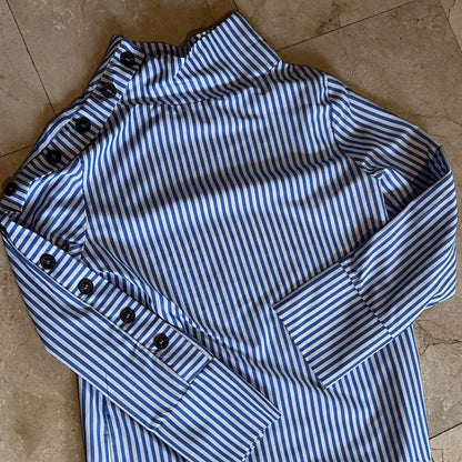 SHEIN Blusa Rayas Azul Blanco