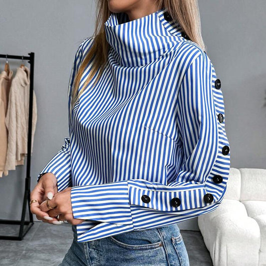 SHEIN Blusa Rayas Azul Blanco