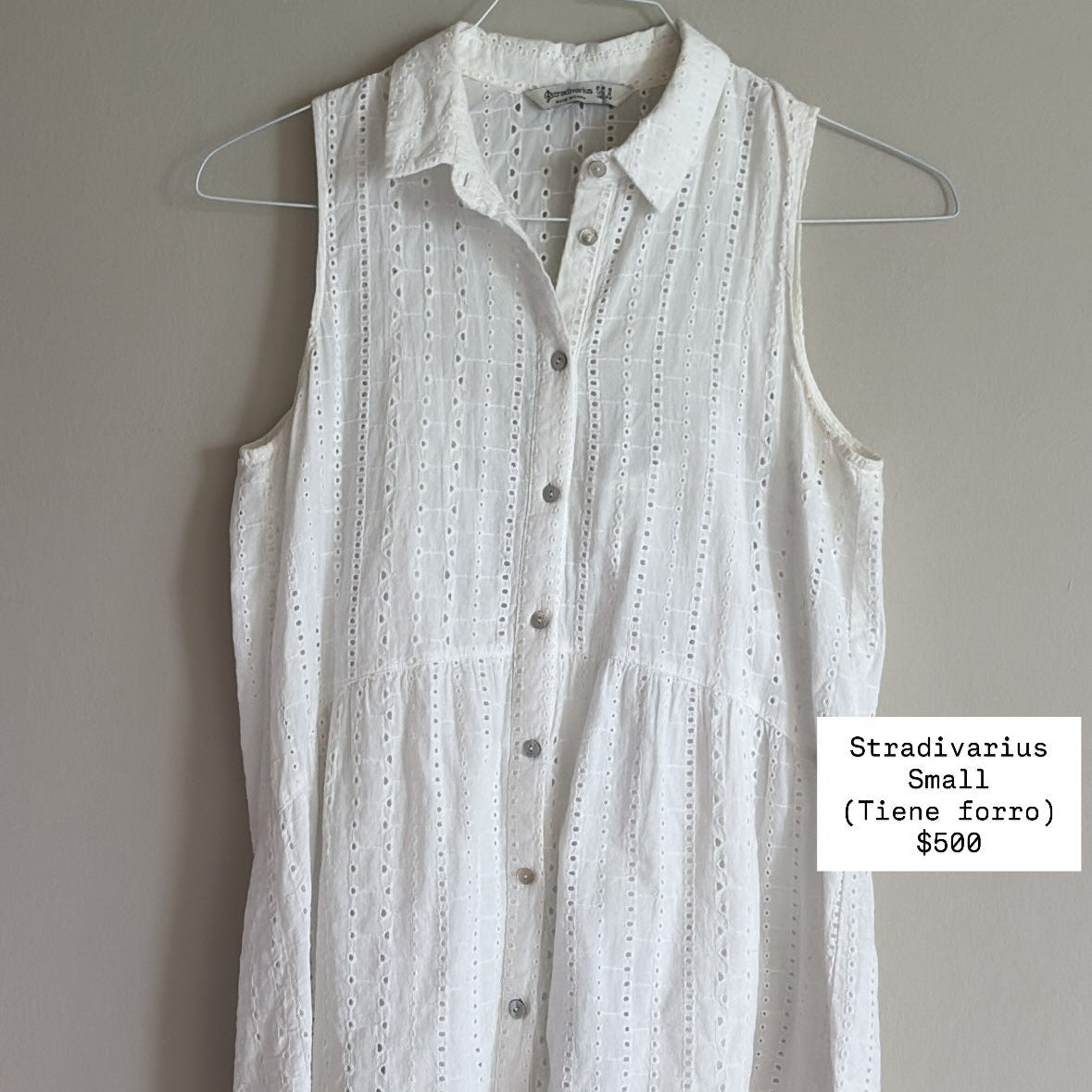 Stradivarius Vestido Lace Blanco
