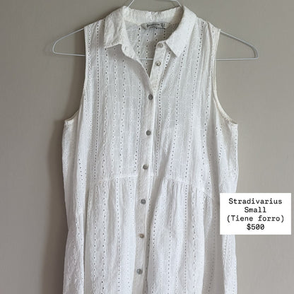 Stradivarius Vestido Lace Blanco