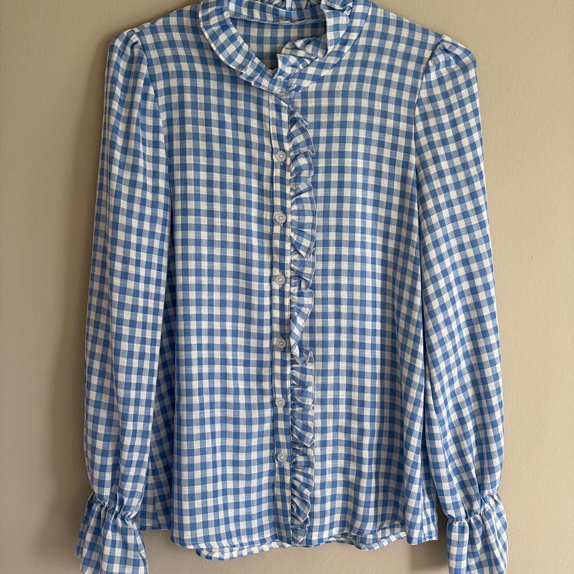 SHEIN Blusa de Cuadros Azul Blanco