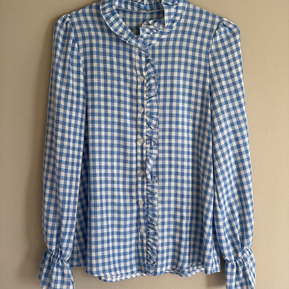 SHEIN Blusa de Cuadros Azul Blanco