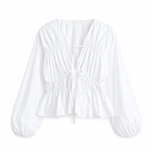 H&M Drawstring Poplin Blouse (L) NUEVA