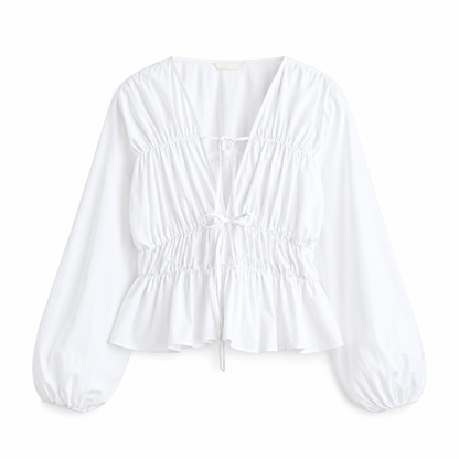 H&M Drawstring Poplin Blouse (L) NUEVA