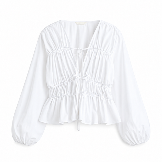 H&M Drawstring Poplin Blouse (L) NUEVA