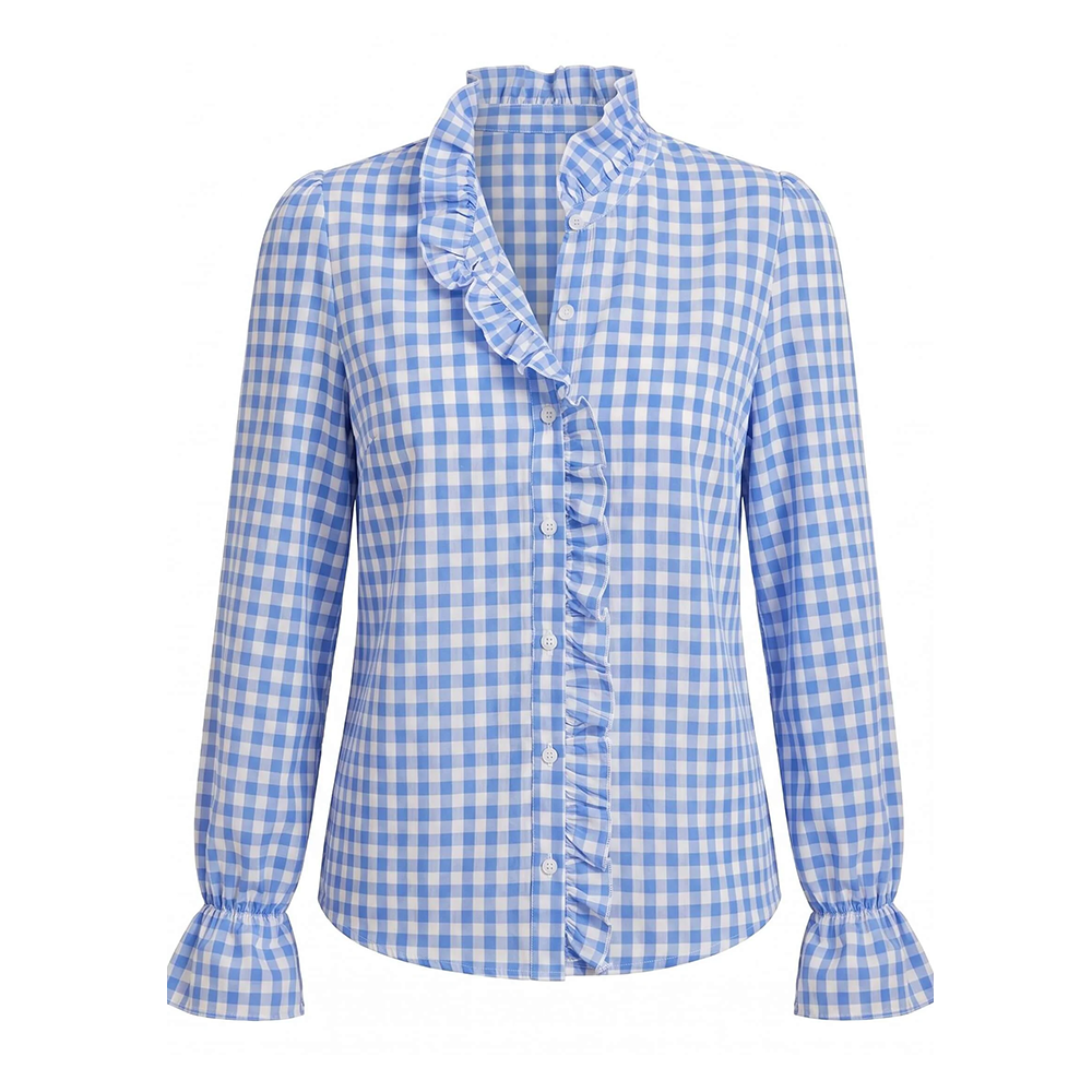 SHEIN Blusa de Cuadros Azul Blanco