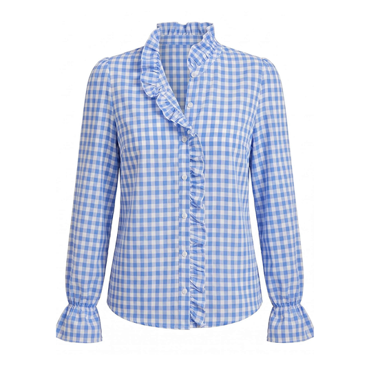 SHEIN Blusa de Cuadros Azul Blanco