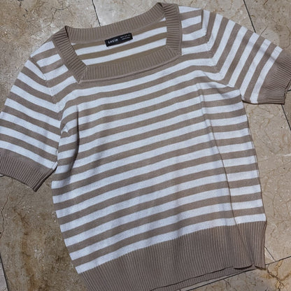 SHEIN Blusa de Rayas Beige
