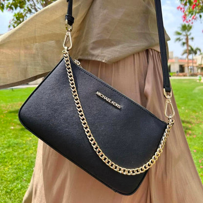 Michael Kors Jet Set Medium Saffiano Leather Pouchette/Crossbody