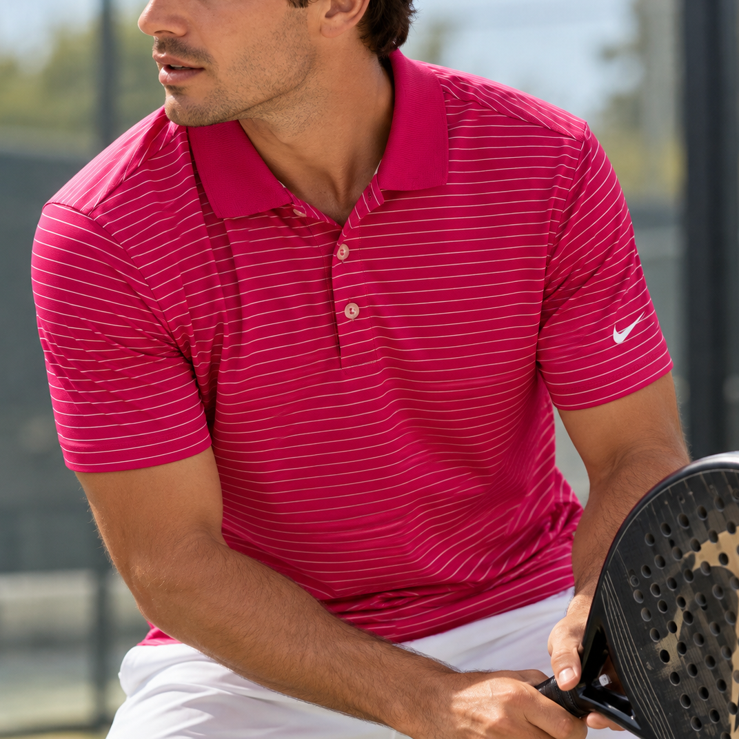 Nike Polo Dri-Fit Magenta Rayas Hombre (M)
