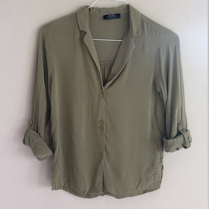 Bershka Blusa Verde Oliva