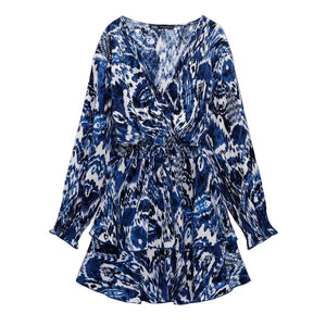 Zara Vestido Patrón Azul (M)