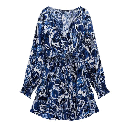 Zara Vestido Patrón Azul (M)
