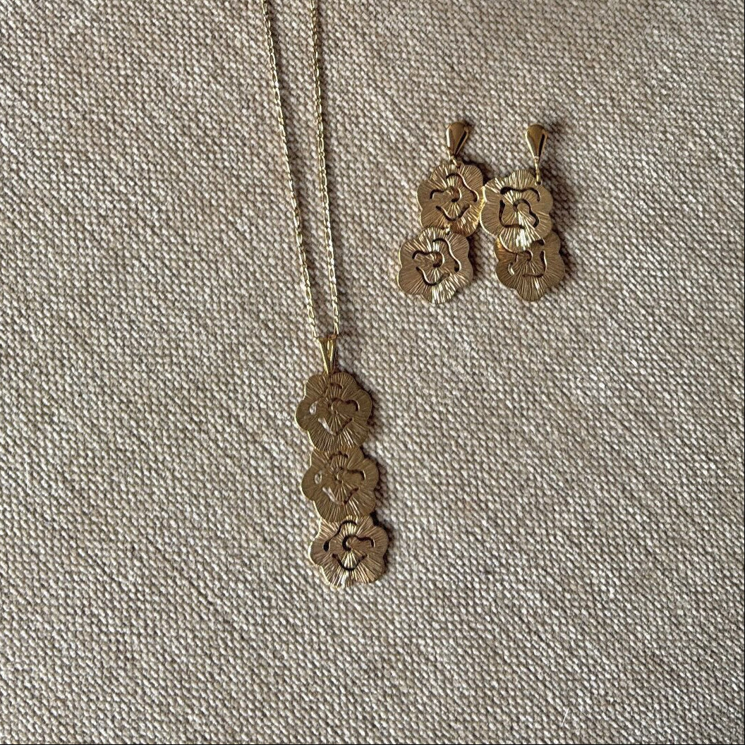 Set Aretes & Collar Floral