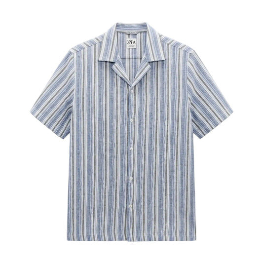 Zara Camisa Lino Azul (S)