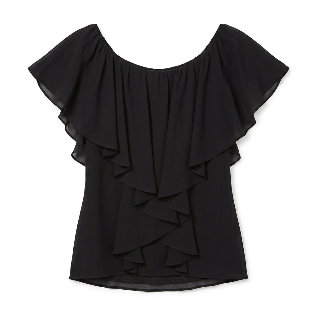 Black House White Market Blusa Chiffon Negra