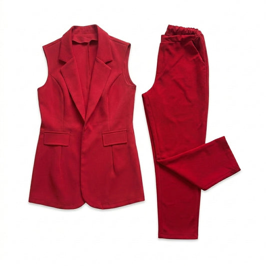 SHEIN Set Rojo Chaqueta + Pantalón