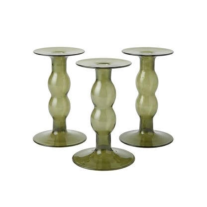 Porta Velas Decorativos de Cristal Verde