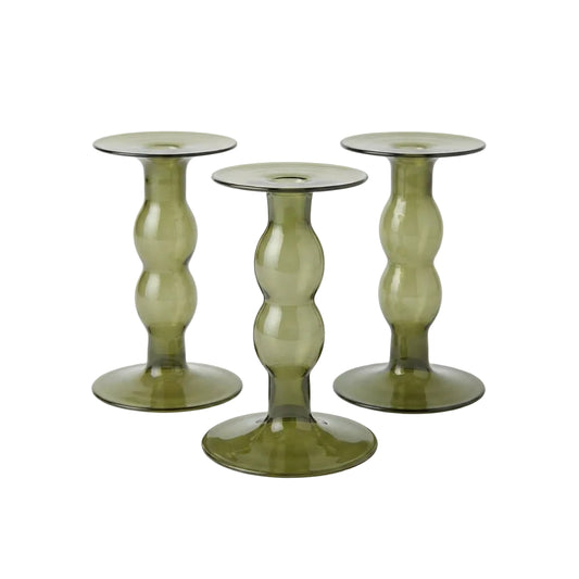 Porta Velas Decorativos de Cristal Verde