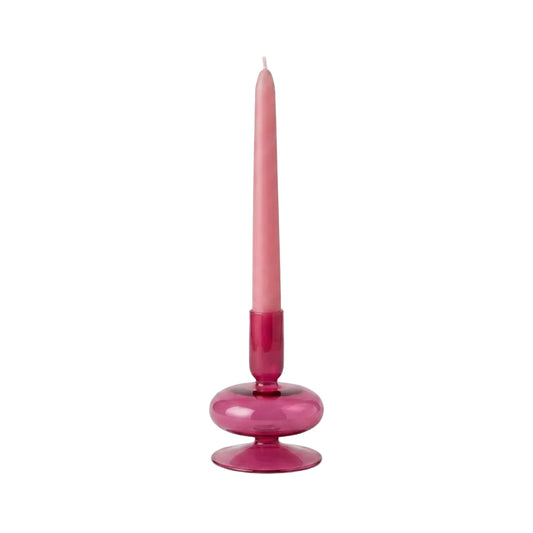 Porta-velas y Vela Rosada