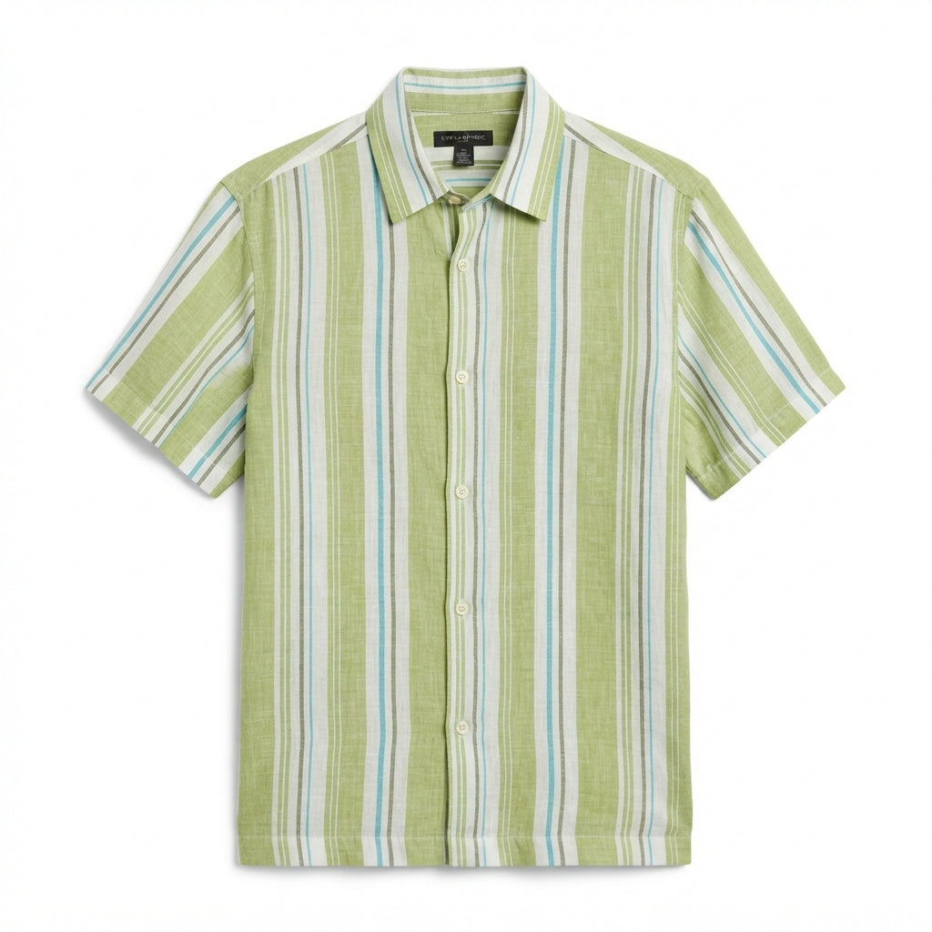 Banana Republic Camisa Lino Verde Azul Blanco (S)