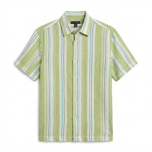 Banana Republic Camisa Lino Verde Azul Blanco (S)