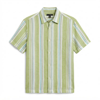Banana Republic Camisa Lino Verde Azul Blanco (S)