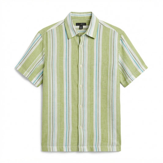 Banana Republic Camisa Lino Verde Azul Blanco (S)