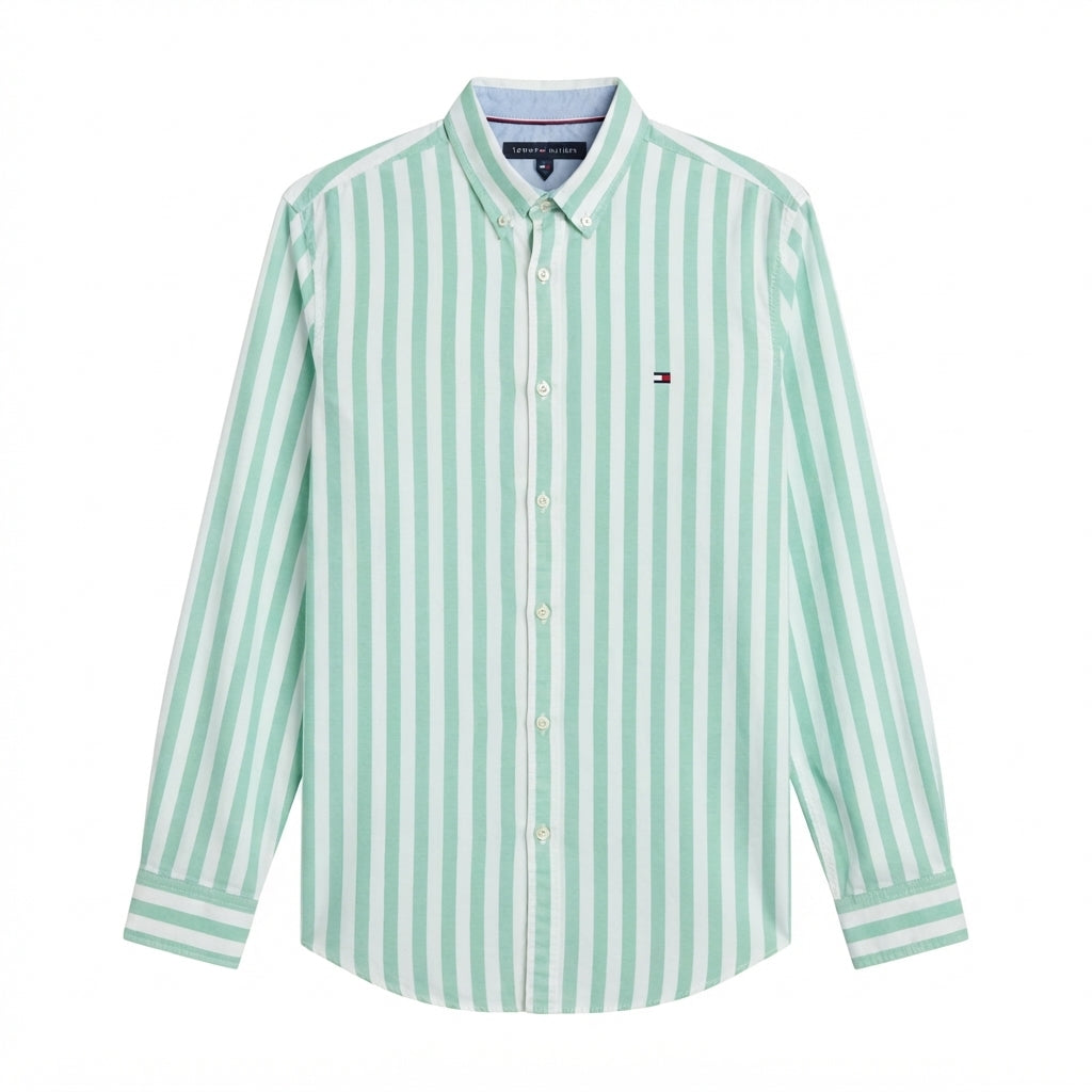 Tommy Hilfiger Camisa Rayas Verdes (L)