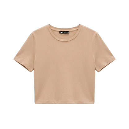 Zara Cropped T-Shirt Beige