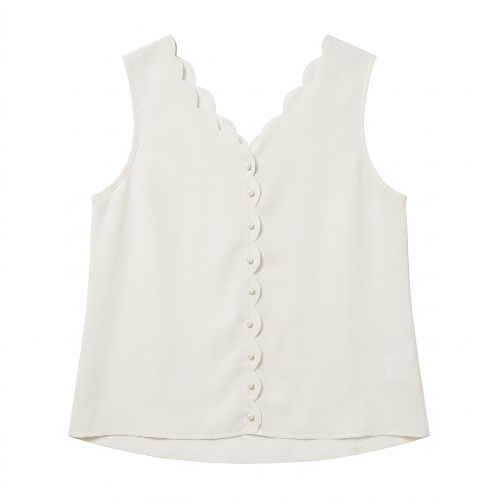 SHEIN Blusa Beige con Perlas