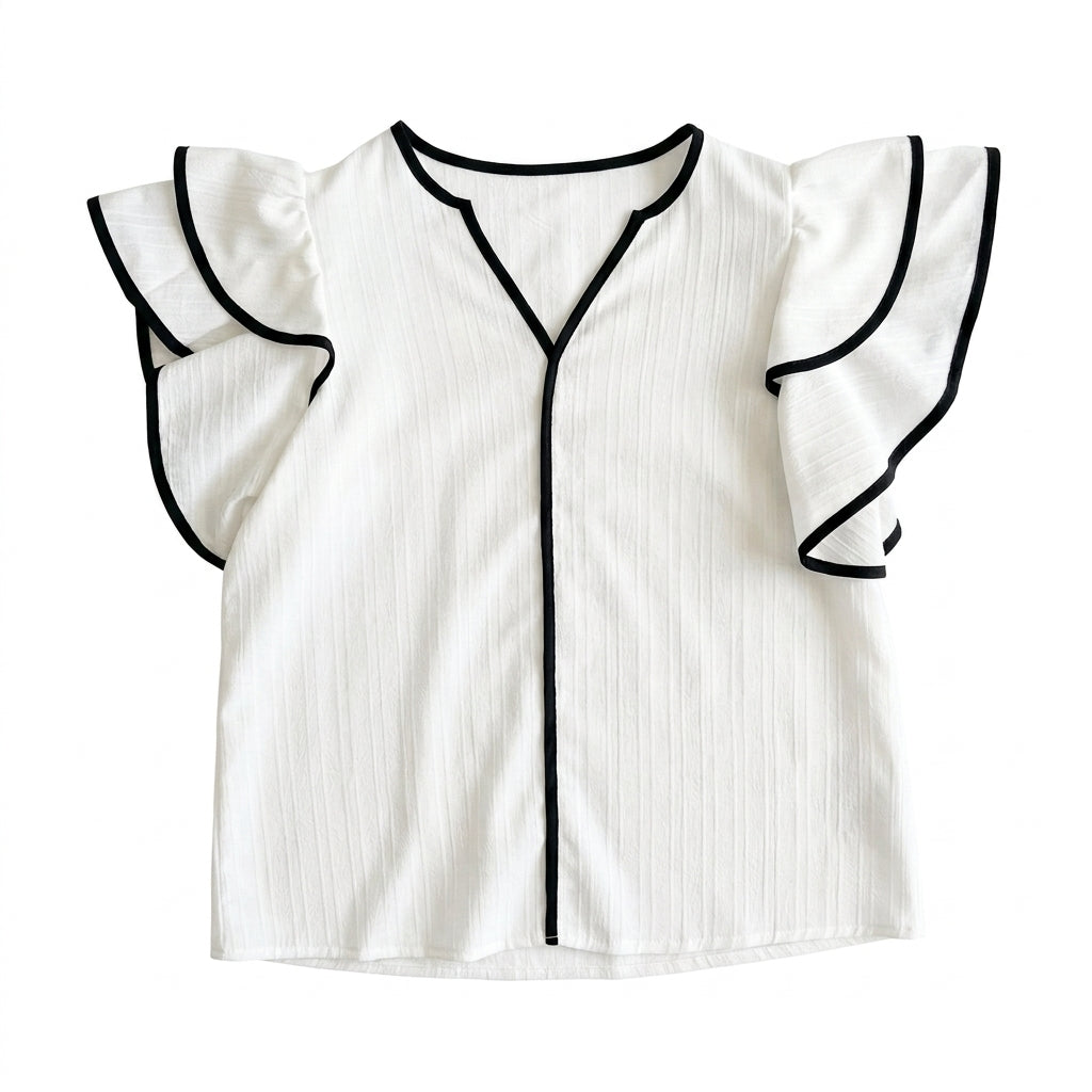 SHEIN Blusa Blanca con Vuelos