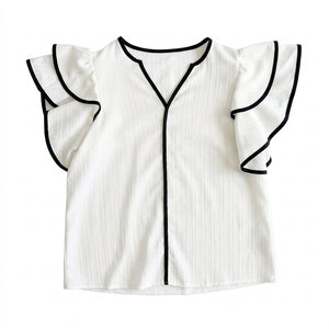 SHEIN Blusa Blanca con Vuelos