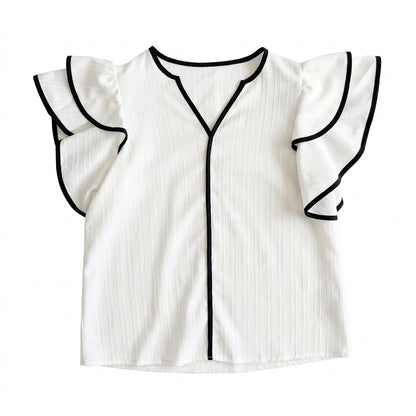 SHEIN Blusa Blanca con Vuelos