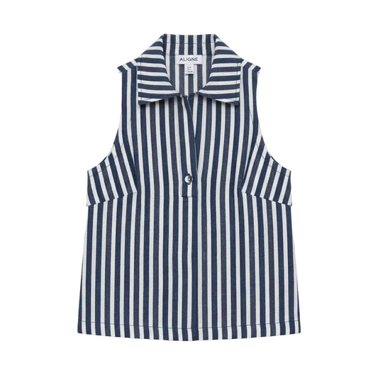 Aligne/Anthropologie Top Denim de Rayas