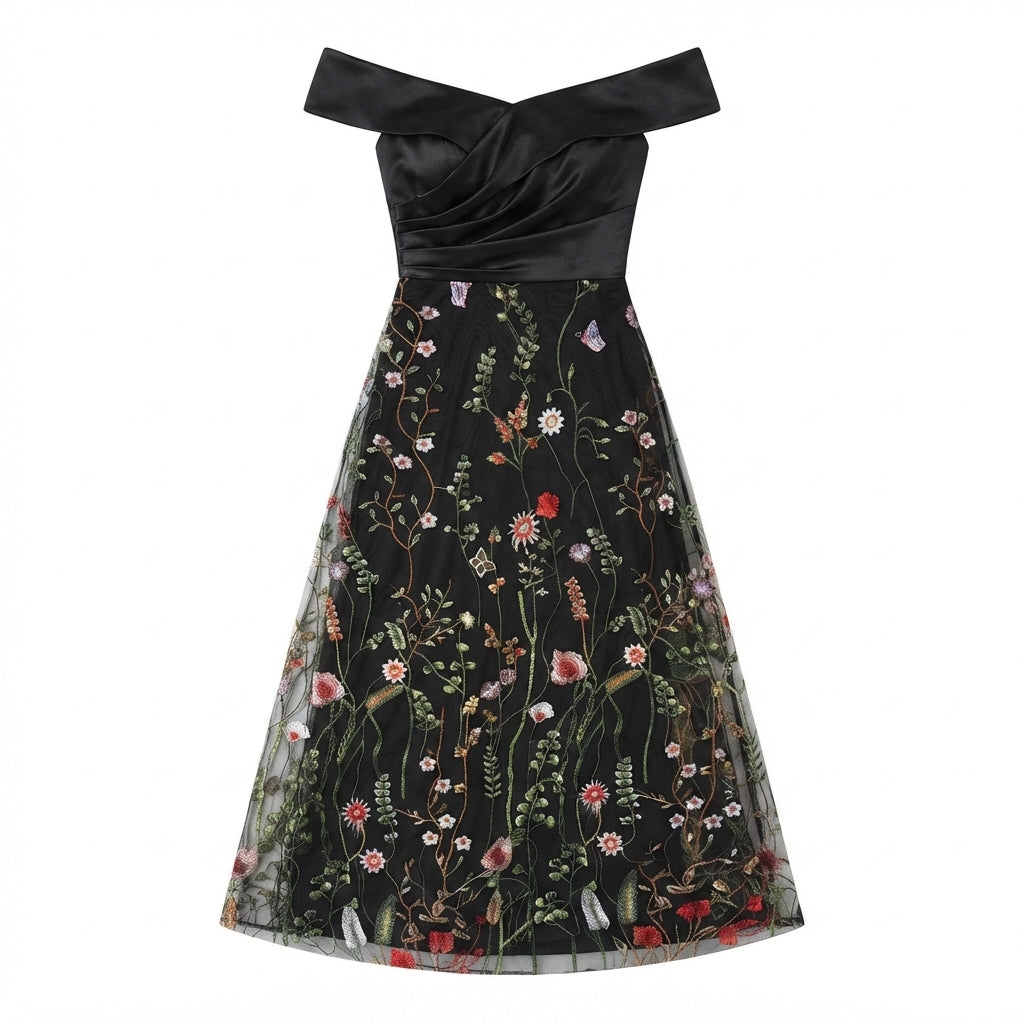 Vestido Floral Negro