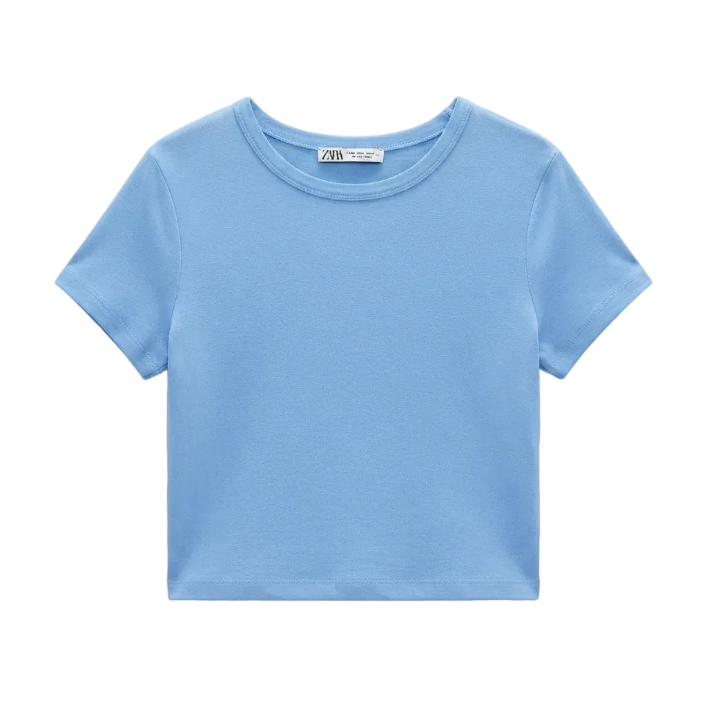 Zara Cropped T-Shirt Azul