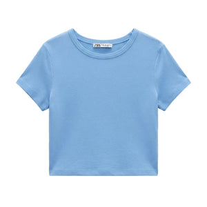 Zara Cropped T-Shirt Azul