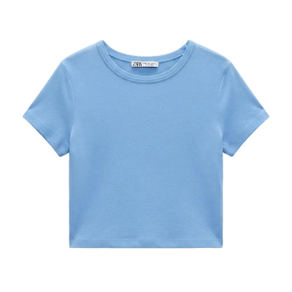 Zara Cropped T-Shirt Azul