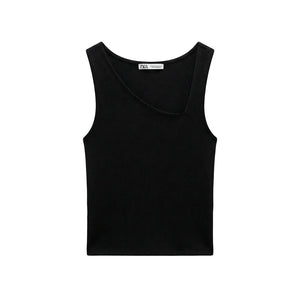 Zara Top Negro Asimetrico (M)