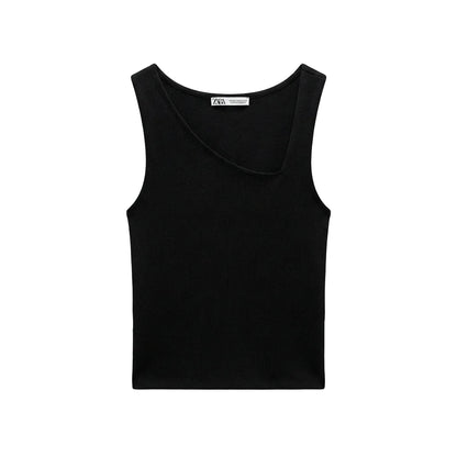 Zara Top Negro Asimetrico (M)