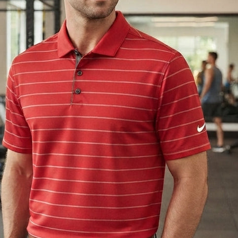 Nike Dri-Fit Polo Rayas Rojo (M)